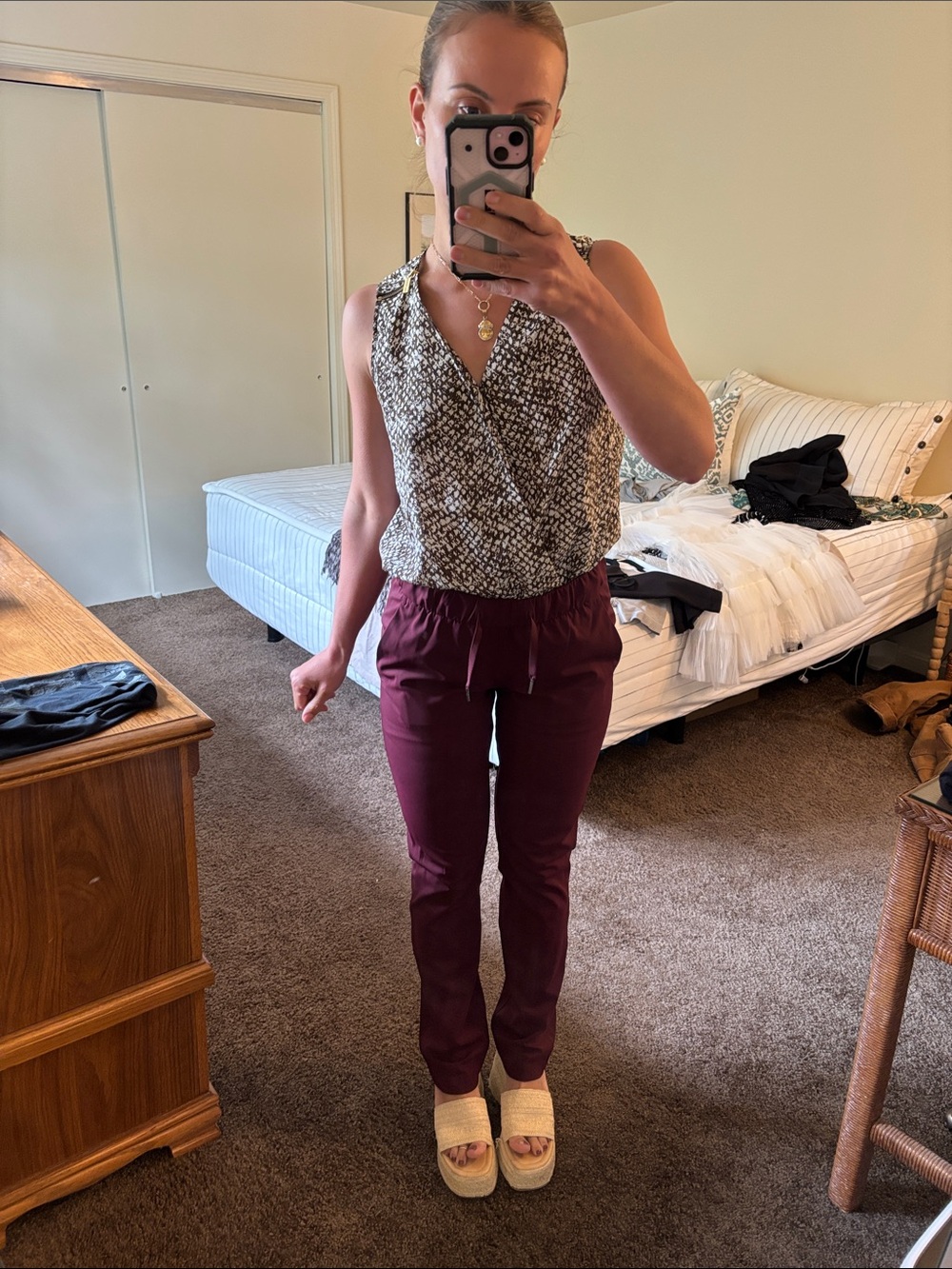 Michael Kors Tank Blouse snake print with gold accents